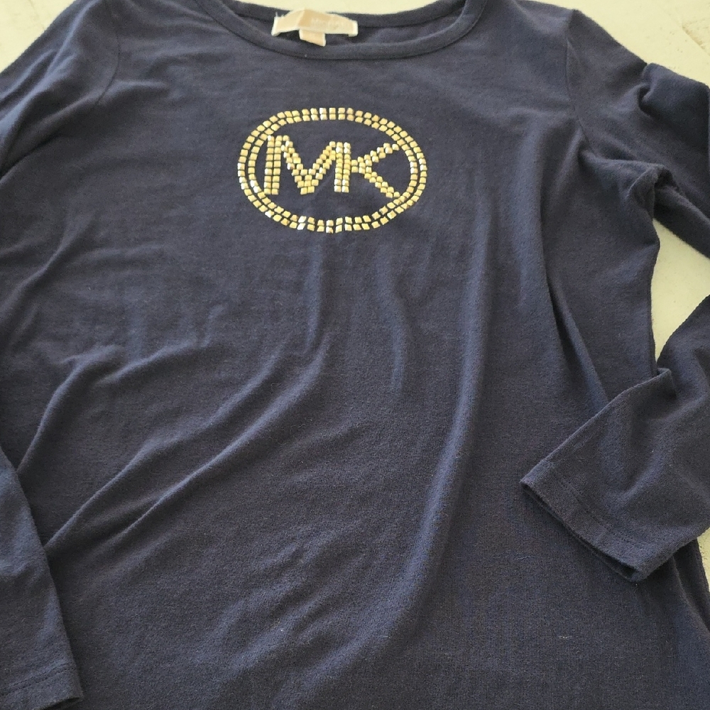 Michael Kors Dark Blue Top with Gold Logo